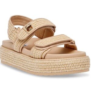 STEVE MADDEN Big Mona Natural Raffia Size 6.5